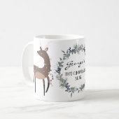 Schattigee feestelijke krans en rendieren geperson koffiemok (Voorkant links)