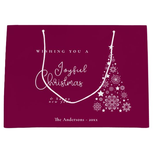 Schattigee feestelijke magenta kerst groot cadeauzakje (Voorkant)