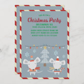 Schattigee feestelijke muizen en bomen op Blue Chr Kaart (Voorkant / Achterkant)