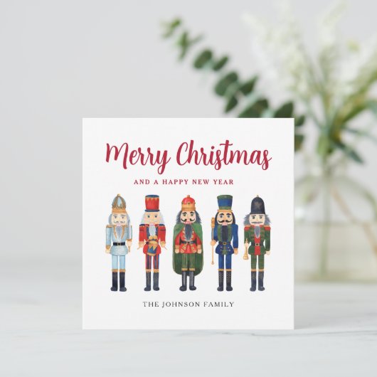 Schattigee Feestelijke Notenkraker Vrolijk Kerstfe Feestdagenkaart (Staand voorkant)