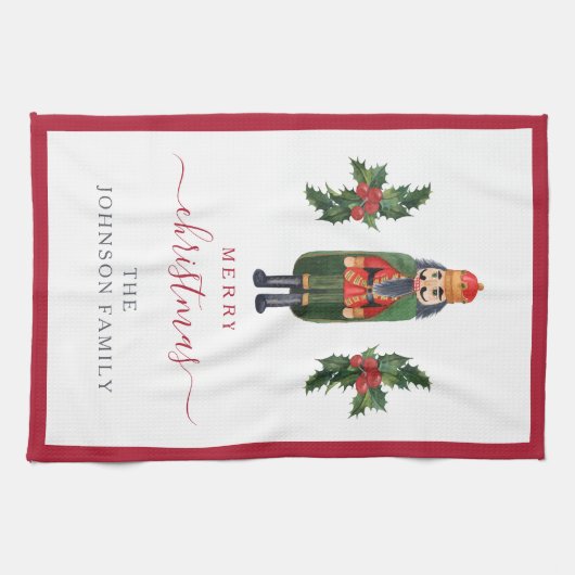 Schattigee Feestelijke Notenkraker Vrolijk Kerstfe Theedoek (Horizontaal)