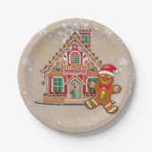 Schattigee feestelijke peperkoek huis Baby shower Papieren Bordje (Voorkant)
