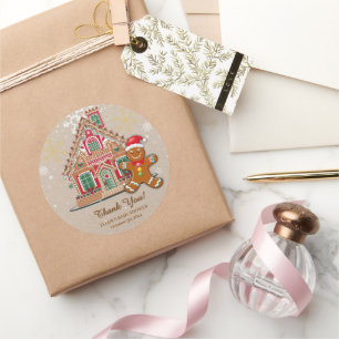 Schattigee feestelijke peperkoek huis Baby shower Ronde Sticker