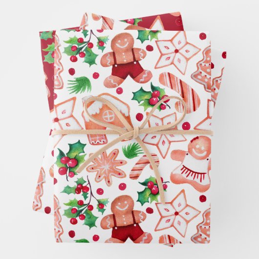 Schattigee feestelijke peperkoek koekje kerst inpakpapier vel (In situ)