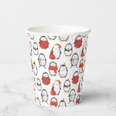 Schattigee Feestelijke Pinguïns Patroon Kerstfeest Papieren Bekers (Achterkant)