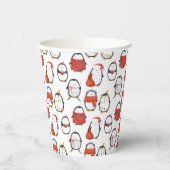 Schattigee Feestelijke Pinguïns Patroon Kerstfeest Papieren Bekers (Links)