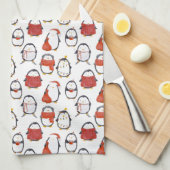 Schattigee Feestelijke Pinguïns Patroon Kerstmis Theedoek (Quarter Fold)