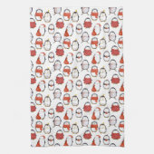 Schattigee Feestelijke Pinguïns Patroon Kerstmis Theedoek (Verticaal)