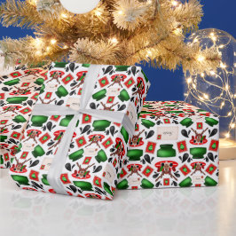 Schattigee Feestelijke Rode Kasky Kerstrendier Cadeaupapier