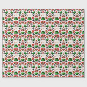 Schattigee Feestelijke Rode Kasky Kerstrendier Cadeaupapier (Vlak)