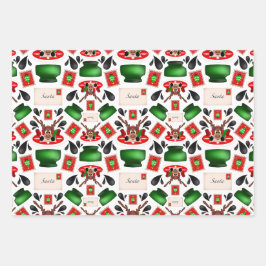 Schattigee Feestelijke Rode Kasky Kerstrendier Inpakpapier Vel