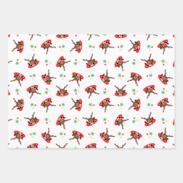 Schattigee Feestelijke Rode Kasky Kerstrendier Inpakpapier Vel