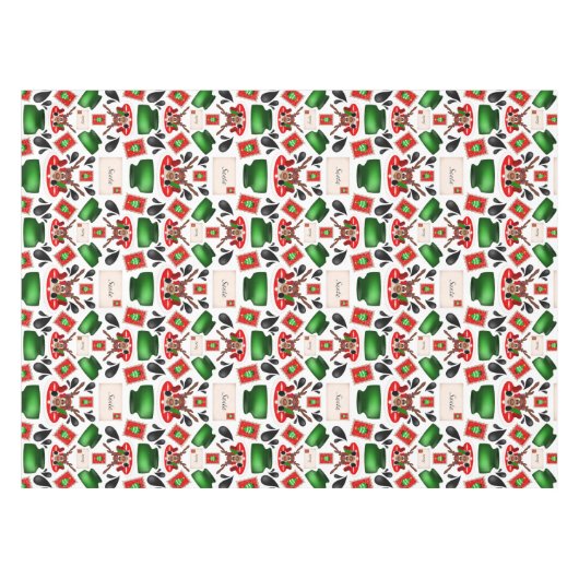 Schattigee Feestelijke Rode Kasky Kerstrendier Tafelkleed (Voorkant (Horizontaal))