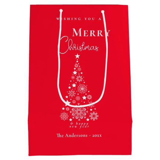 Schattigee feestelijke rode vrolijke kerst medium cadeauzakje (Achterkant)