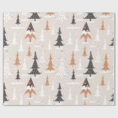 Schattigee feestelijke roze boho bruine kerstbomen cadeaupapier (Vlak)