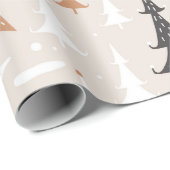 Schattigee feestelijke roze boho bruine kerstbomen cadeaupapier (Rol Hoek)