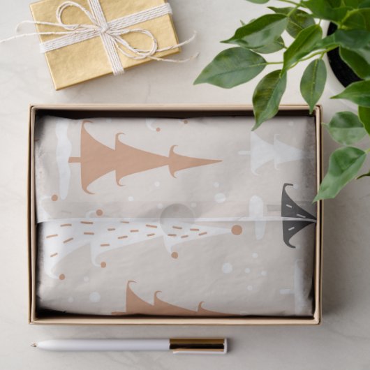 Schattigee feestelijke roze boho bruine kerstbomen tissuepapier (Geschenk)