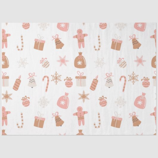 Schattigee feestelijke roze kerst peperkoek sneeuw tissuepapier (Voorkant)