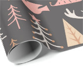 Schattigee feestelijke roze kerstboom eekhoorn ren cadeaupapier (Rol Hoek)