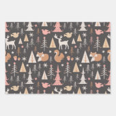 Schattigee feestelijke roze kerstboom eekhoorn ren inpakpapier vel (Voorkant 2)