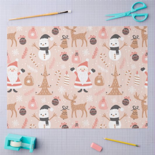 Schattigee feestelijke roze kerstboom sneeuwpop re tissuepapier (Craft)