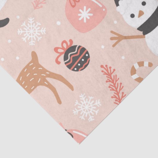 Schattigee feestelijke roze kerstboom sneeuwpop re tissuepapier (Detail)