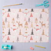 Schattigee feestelijke roze kerstboom sneeuwpop re tissuepapier (Craft)