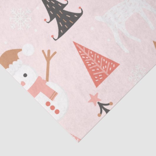 Schattigee feestelijke roze kerstboom sneeuwpop re tissuepapier (Detail)