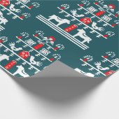 Schattigee feestelijke Scandi Blauw Rood Wit Kerst Cadeaupapier (Hoek)