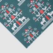 Schattigee feestelijke Scandi Blauw Rood Wit Kerst Tissuepapier (Detail)