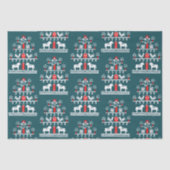 Schattigee feestelijke Scandi Blauw Rood Wit Kerst Tissuepapier (Voorkant)