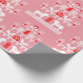 Schattigee feestelijke Scandi Groen Roze Rode Kers Cadeaupapier (Hoek)