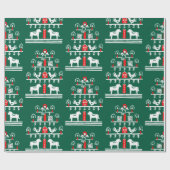 Schattigee feestelijke scandi groene rode kerstboo cadeaupapier (Vlak)