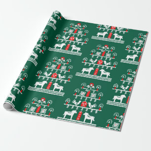 Schattigee feestelijke scandi groene rode kerstboo cadeaupapier