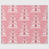 Schattigee feestelijke Scandi Groene Roze Kerstboo Cadeaupapier (Vlak)