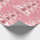 Schattigee feestelijke Scandi Groene Roze Kerstboo Cadeaupapier (Hoek)