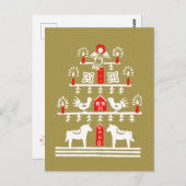 Schattigee feestelijke Scandi Rood Goud Kerstboom Briefkaart (Voorkant / Achterkant)