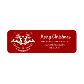 Schattigee feestelijke scandi rood wit kersthert etiket (Voorkant)