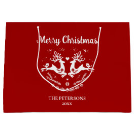 Schattigee feestelijke scandi rood wit kersthert groot cadeauzakje