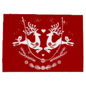 Schattigee feestelijke scandi rood wit kersthert groot cadeauzakje (Achterkant)