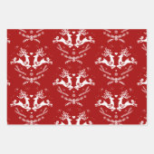 Schattigee feestelijke scandi rood wit kersthert inpakpapier vel (Voorkant 2)