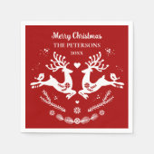 Schattigee feestelijke scandi rood wit kersthert servet (Voorkant)
