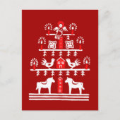 Schattigee feestelijke scandi rood witte kerstboom briefkaart (Voorkant)