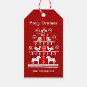 Schattigee feestelijke scandi rood witte kerstboom cadeaulabel (Voorkant)