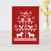 Schattigee feestelijke scandi rood witte kerstboom kaart (Gele Bloem)