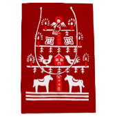 Schattigee feestelijke scandi rood witte kerstboom medium cadeauzakje (Voorkant)