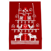 Schattigee feestelijke scandi rood witte kerstboom medium cadeauzakje (Achterkant)