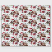 Schattigee Feestelijke Slapen Kerstluiaard met Cad Cadeaupapier (Vlak)