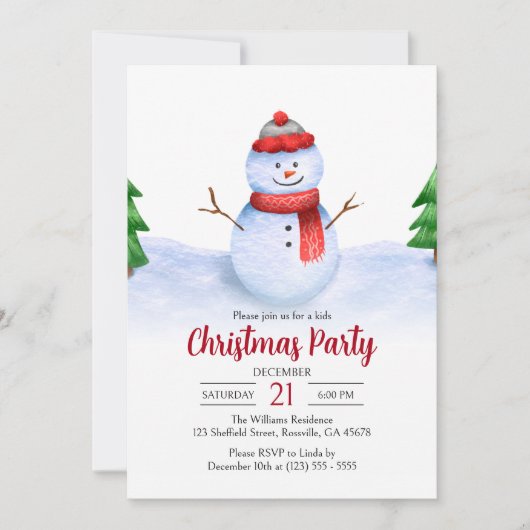 Schattigee feestelijke sneeuwpop Kinder kerstfeest Kaart (Voorkant)