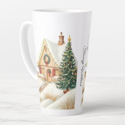 Schattigee Feestelijke Traditionele Kerst Latte Mok (Linkerhoek)